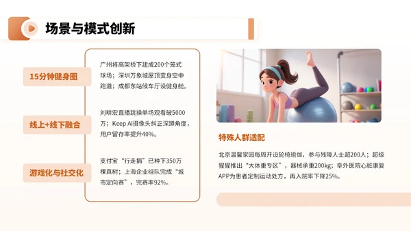 橙红色卡通风全民健身宣传PPT
