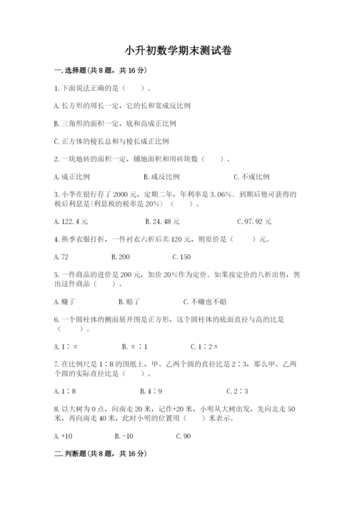 小升初数学期末测试卷【精练】.docx