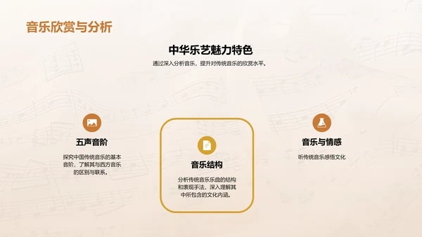 黄色简约传统音乐课程PPT模板