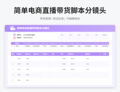 简单电商直播带货脚本分镜头