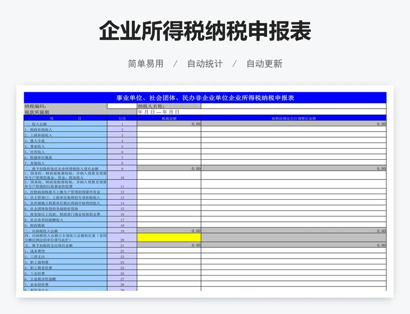 企业所得税纳税申报表