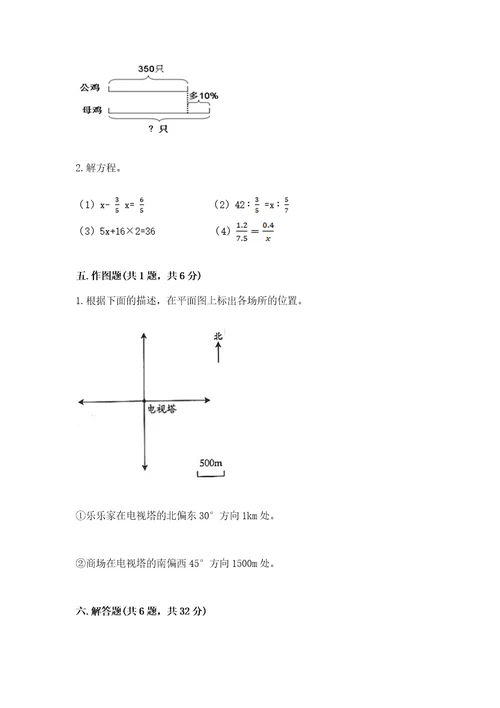 沧州市盐山县六年级下册数学期末测试卷附精品答案