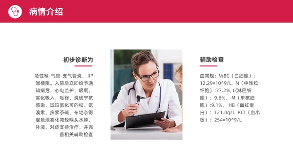 红色水彩简约商务急性咽喉护理查房培训PPT课件