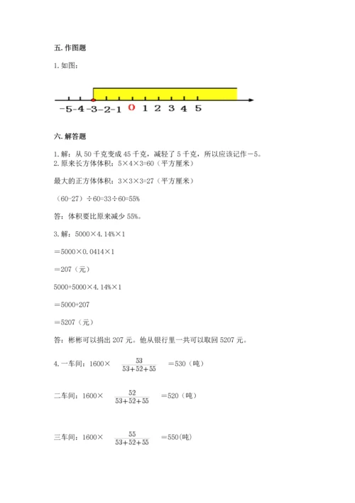 人教版数学六年级下册期末测试卷含答案（新）.docx