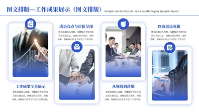 蓝色商务风4项图文排版PPT单页