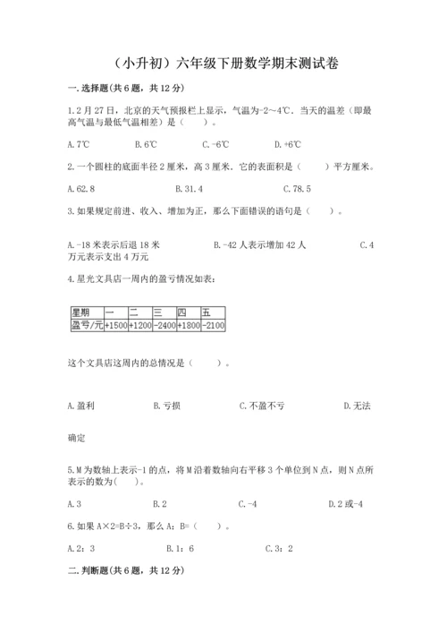 （小升初）六年级下册数学期末测试卷有答案解析.docx