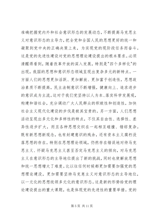 浅谈党的思想理论建设与党的先进性建设.docx