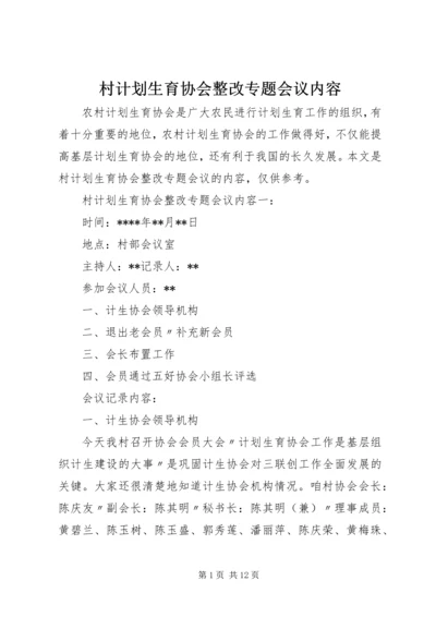 村计划生育协会整改专题会议内容.docx