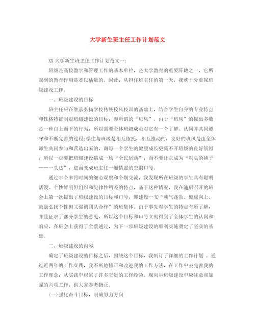 精编之大学新生班主任工作计划范文.docx