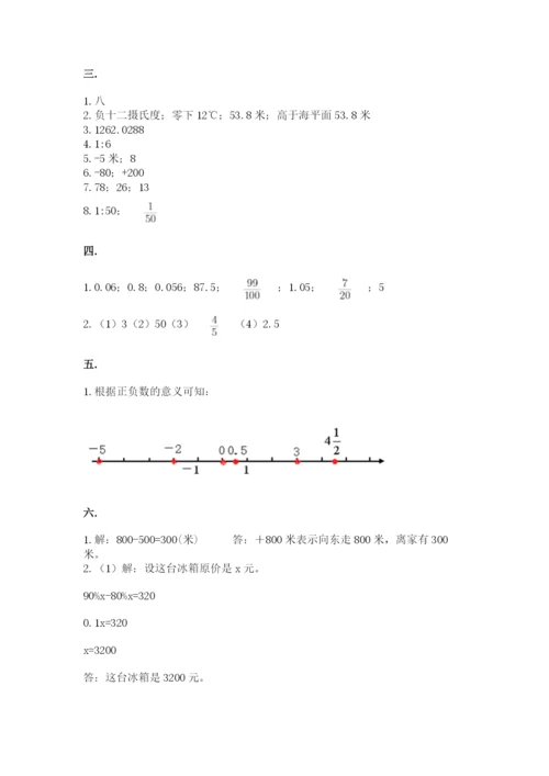 小学六年级下册数学摸底考试题附参考答案【预热题】.docx