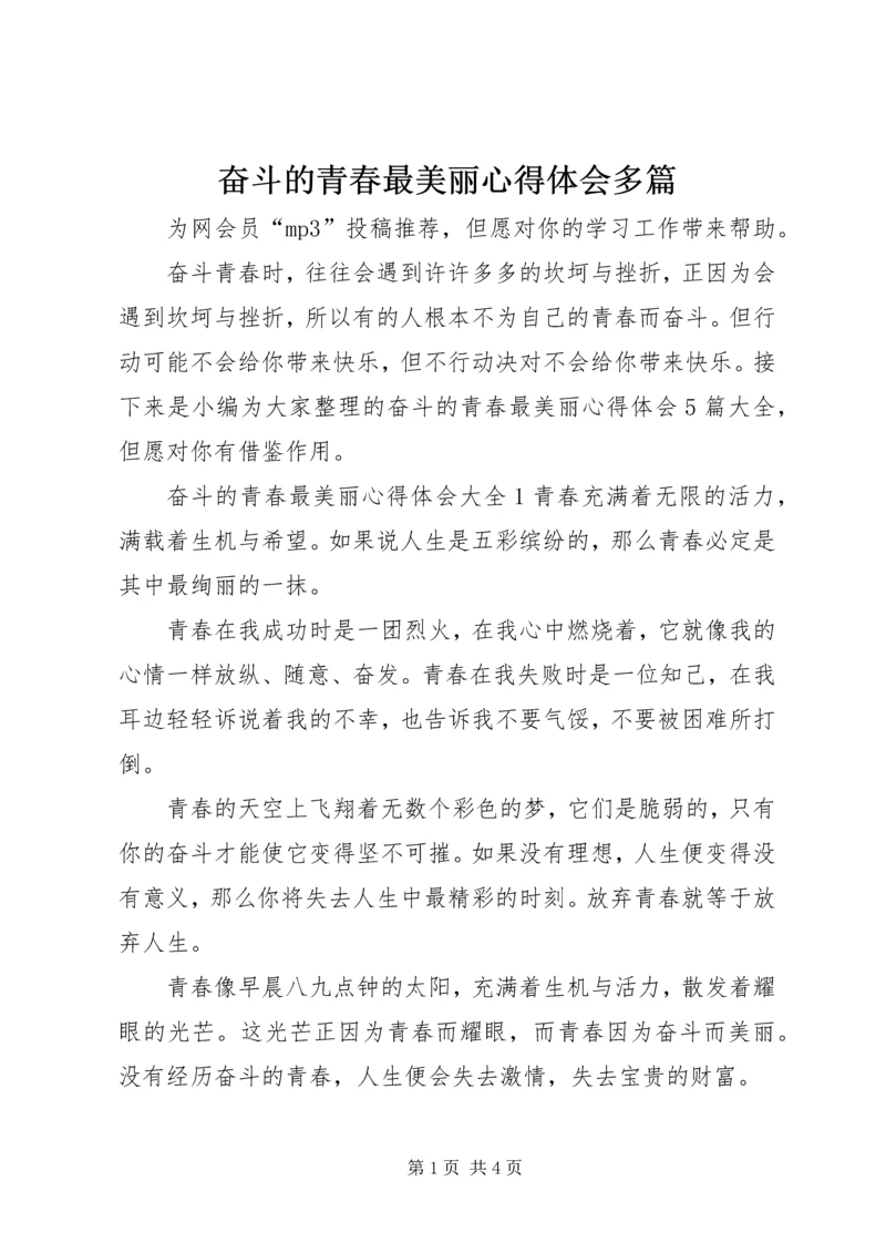 奋斗的青春最美丽心得体会多篇.docx