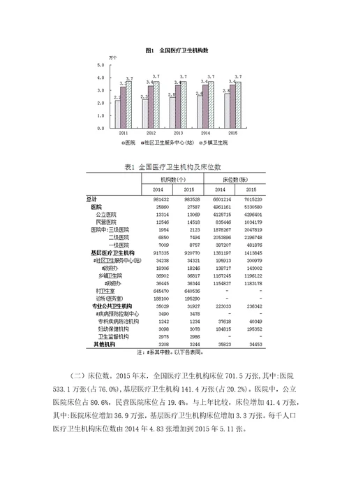 我国卫生和计划生育事业发展统计公报