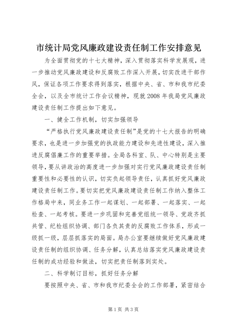 市统计局党风廉政建设责任制工作安排意见 (3).docx