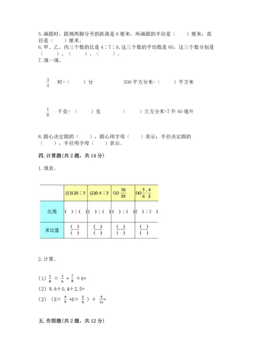 人教版六年级上册数学期末测试卷含答案（新）.docx