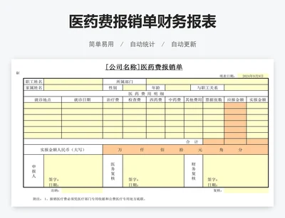 医药费报销单财务报表