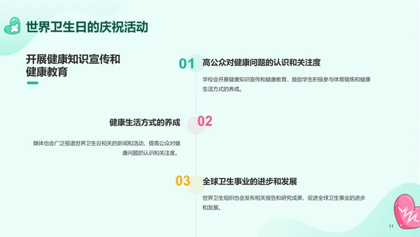 绿色插画世界卫生日科普介绍PPT