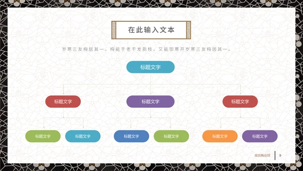 中国古典风梅花纹理宣传通用PPT模板
