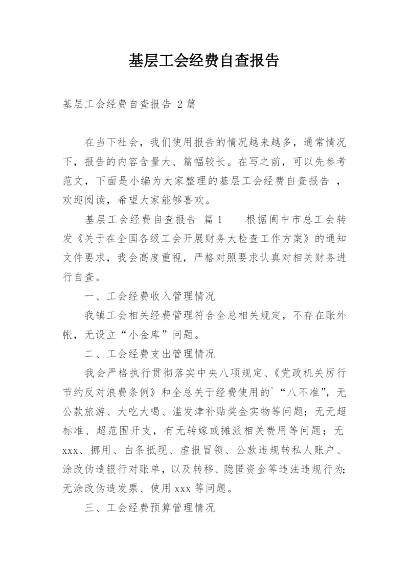 基层工会经费自查报告.docx