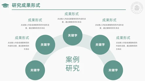 绿色小清新简约校徽学士帽大学论文答辩PPT模板