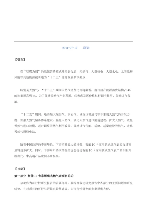 智能IC卡家用膜式燃气表项目可行性研究编制大纲.docx