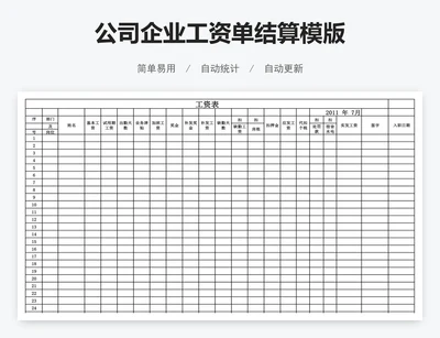公司企业工资单结算模版