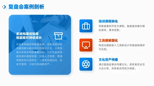 蓝绿色简约风项目总结内部复盘会PPT模板