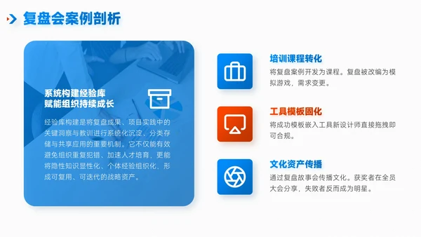 蓝绿色简约风项目总结内部复盘会PPT模板