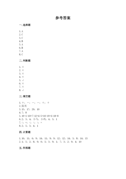 一年级上册数学期末测试卷附参考答案（黄金题型）.docx