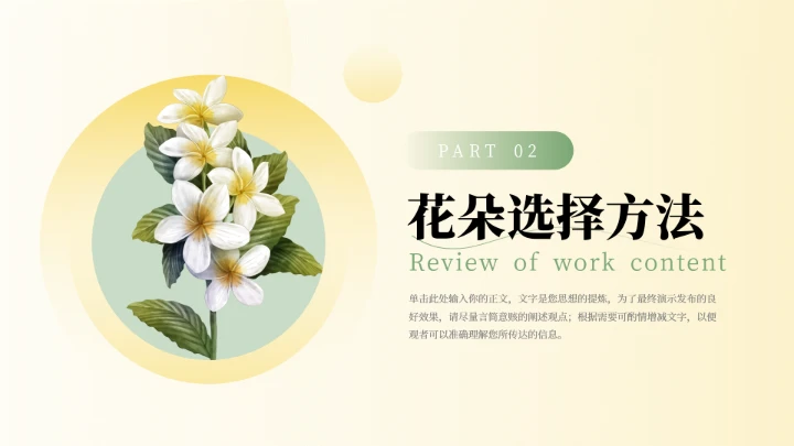 绿黄实用文艺小清新插花艺术策划PPT模板