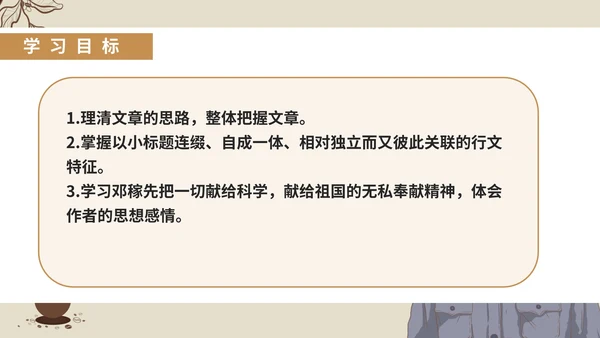 灰色插画风语文初一下册课件邓稼先人物教学PPT模板