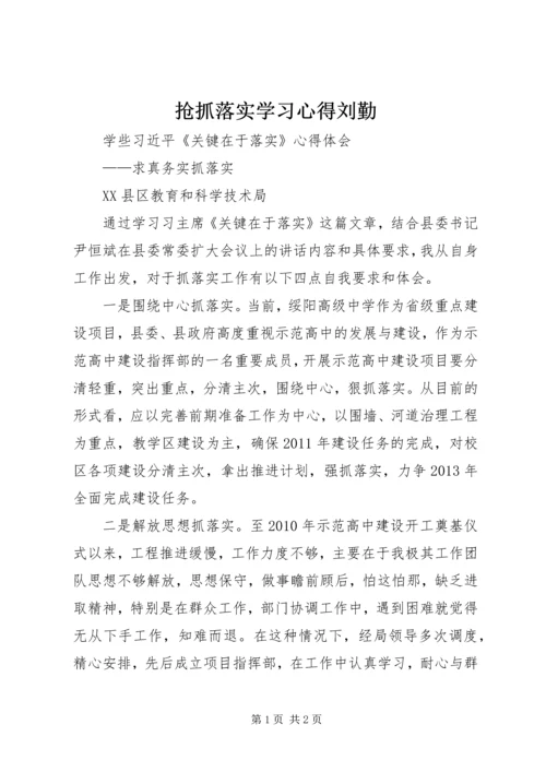 抢抓落实学习心得刘勤.docx