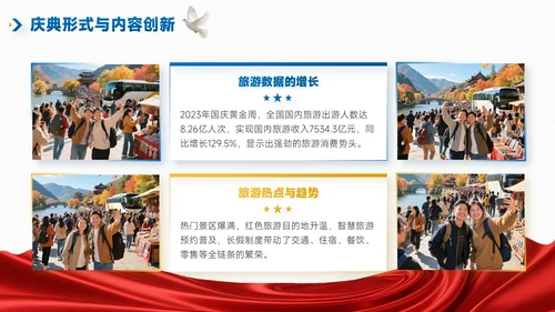蓝金色简约风政府国庆主题活动PPT模板