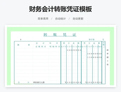 财务会计转账凭证模板