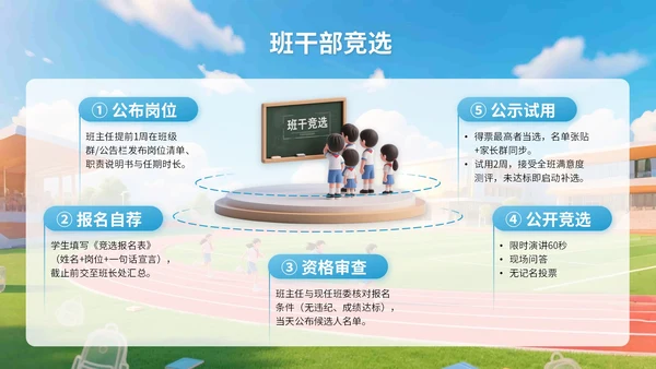 蓝色3D立体风三年二班开学主题班会PPT模版