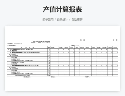 产值计算报表