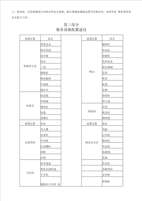 售楼部物业服务方案书