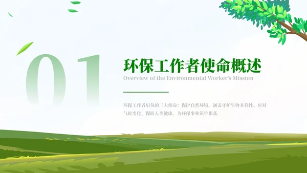 清新风环保工作者的行动与使命PPT模板