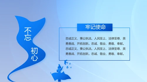 蓝色大气公安警察主题年年终总结PPT