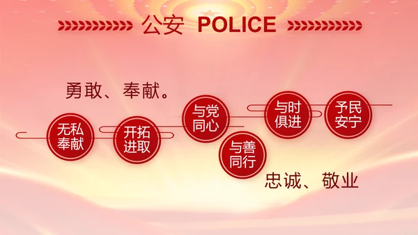 红色公安年终工作总结新年计划PPT