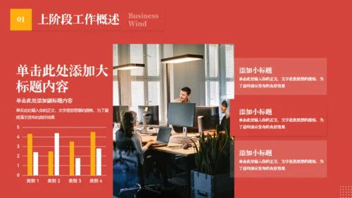红色背景商务风工作汇报通用PPT模版