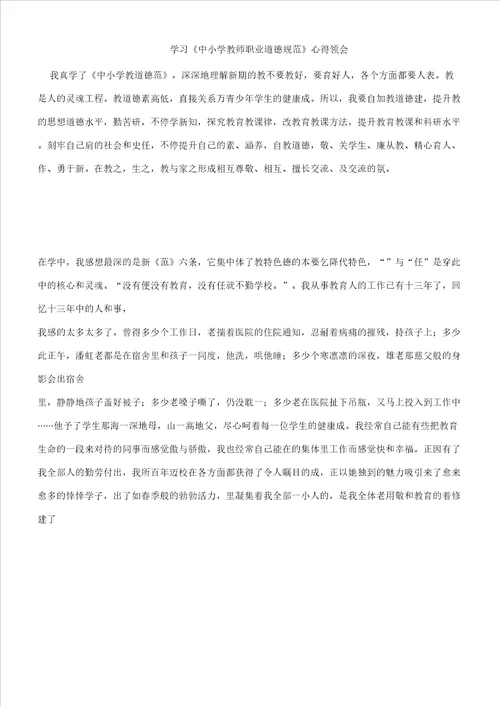 学习中小学教学教师职业道德总结规范心得体会学习