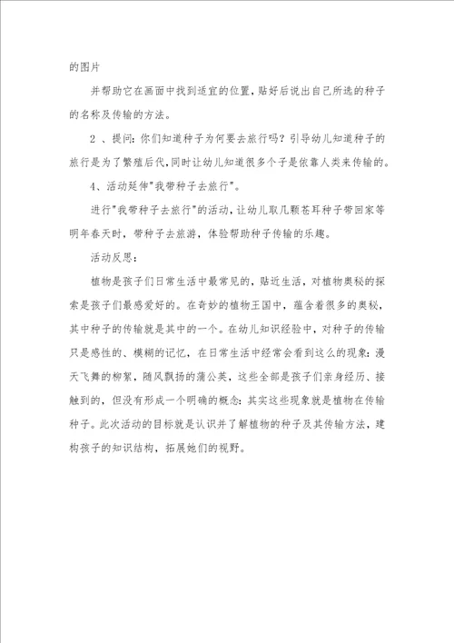 大班科学活动种子的旅行说课稿教案反思