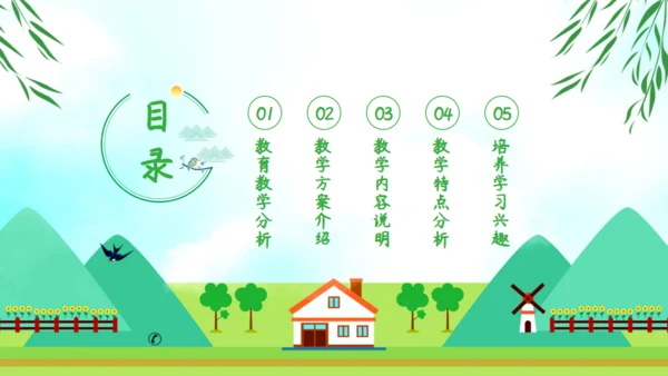 清新绿色春天教育说课教师课件通用PPT模板