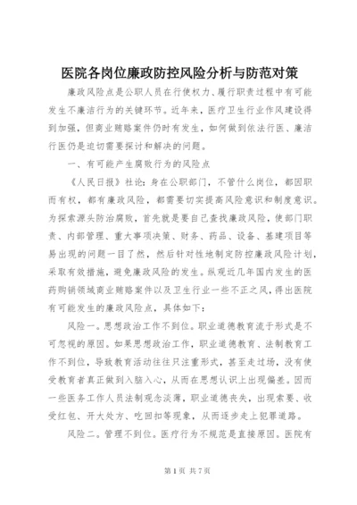 医院各岗位廉政防控风险分析与防范对策.docx