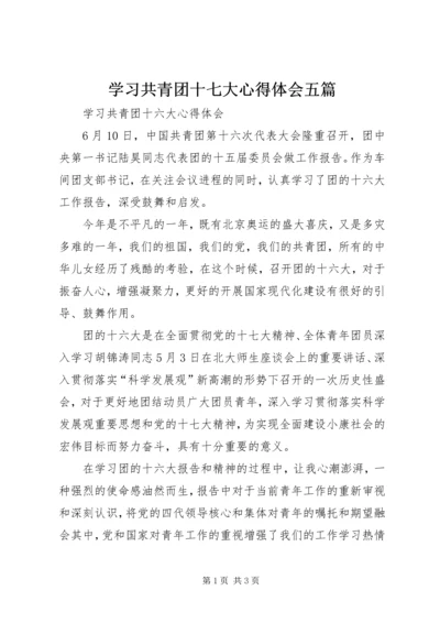 学习共青团十七大心得体会五篇 (4).docx