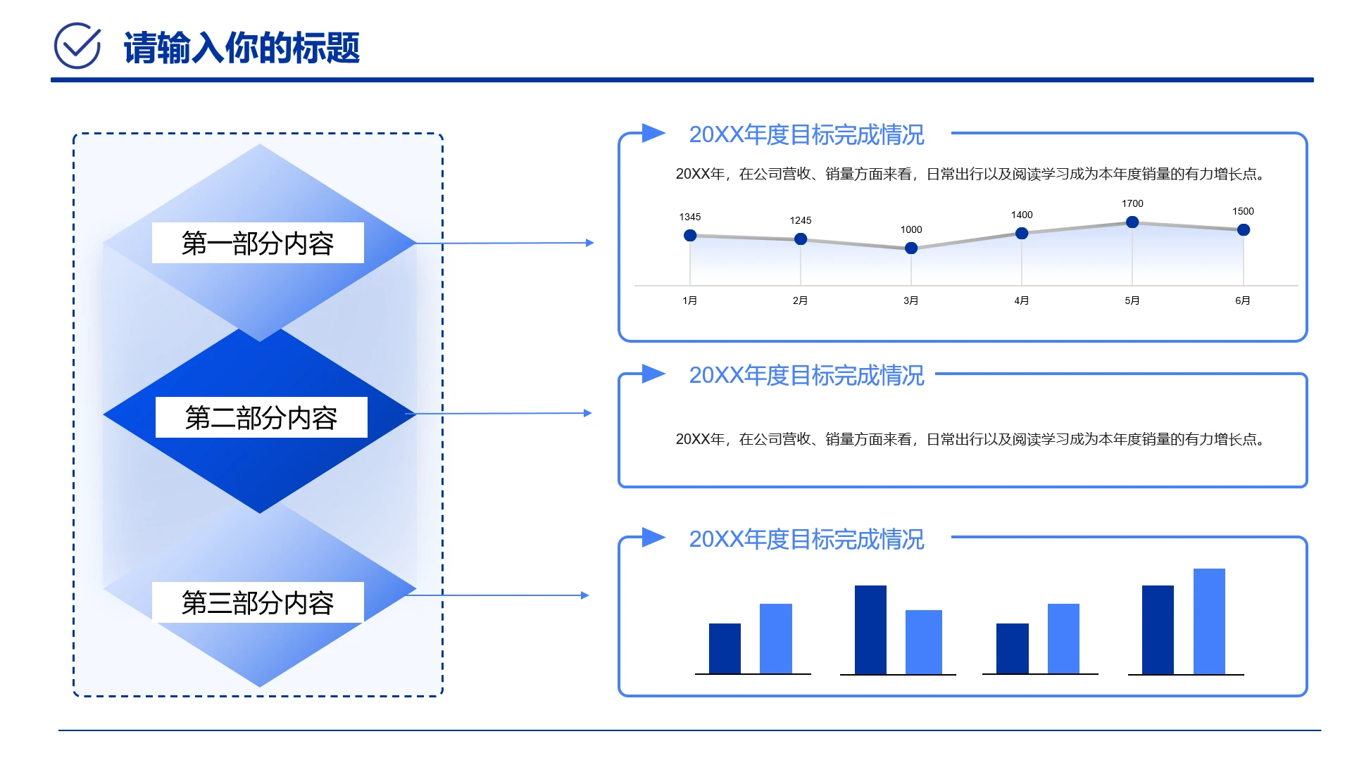 蓝色职场工作汇报年度目标完成情况