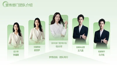 绿色商务风公司宣传团队多人介绍页