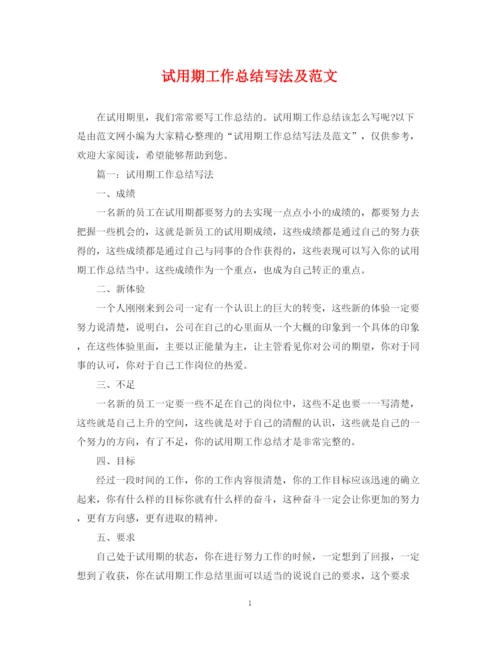 精编之试用期工作总结写法及范文.docx