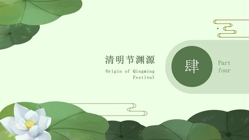 绿色中国风荷花清明节PPT模板
