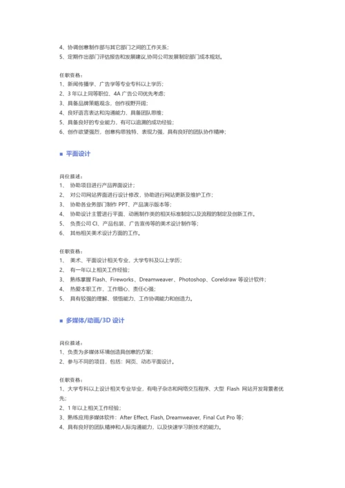 【美术、设计、创意、艺术、出版】职位说明书.docx